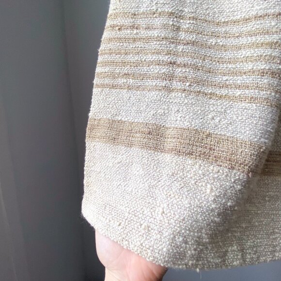 🍂 70s Vintage Cream & Tan A-Line Knitted Maxi Wool Skirt with Beige Horizontal - Picture 3 of 6